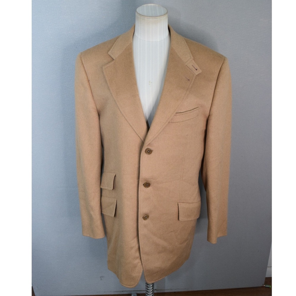 Salvatore Ferragamo Sport Coat 43 Tan Pure Camel Hair 3 Button Blazer